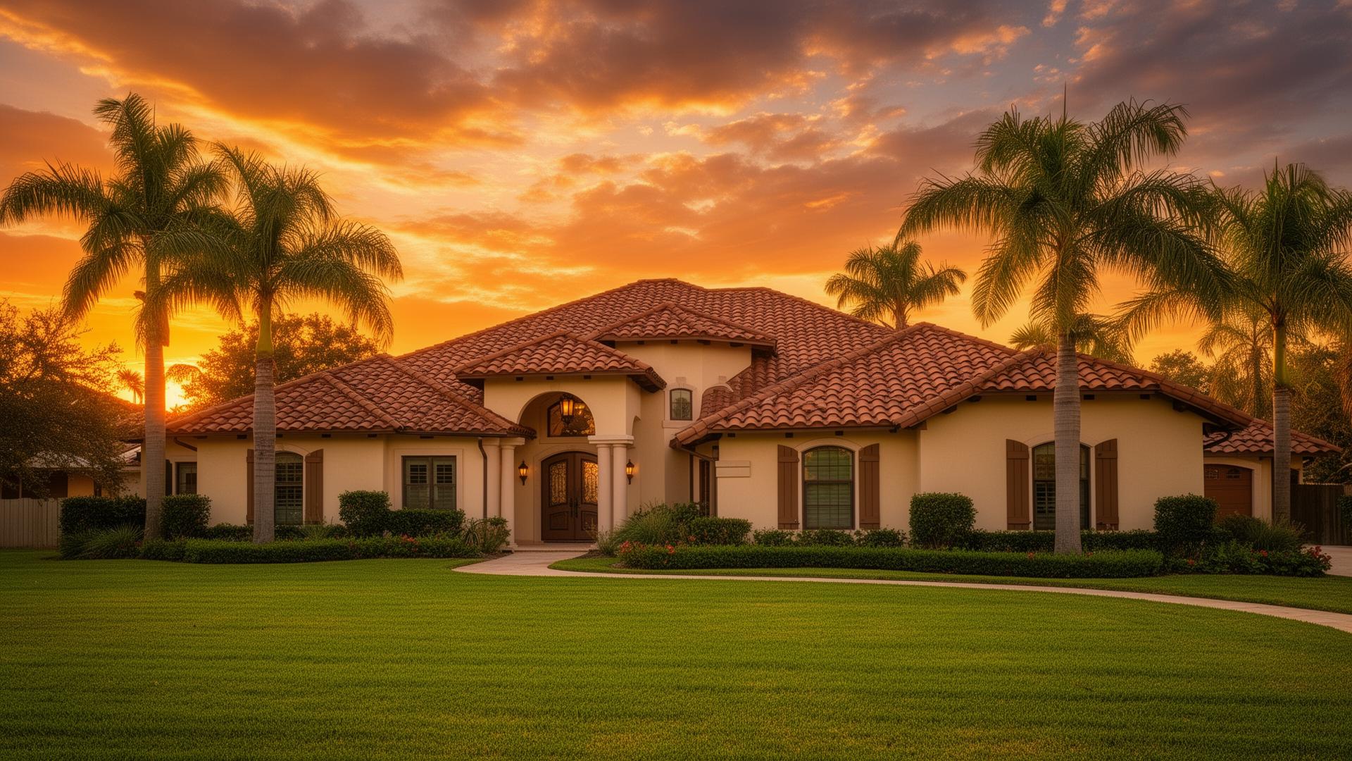 South Texas home at sunset